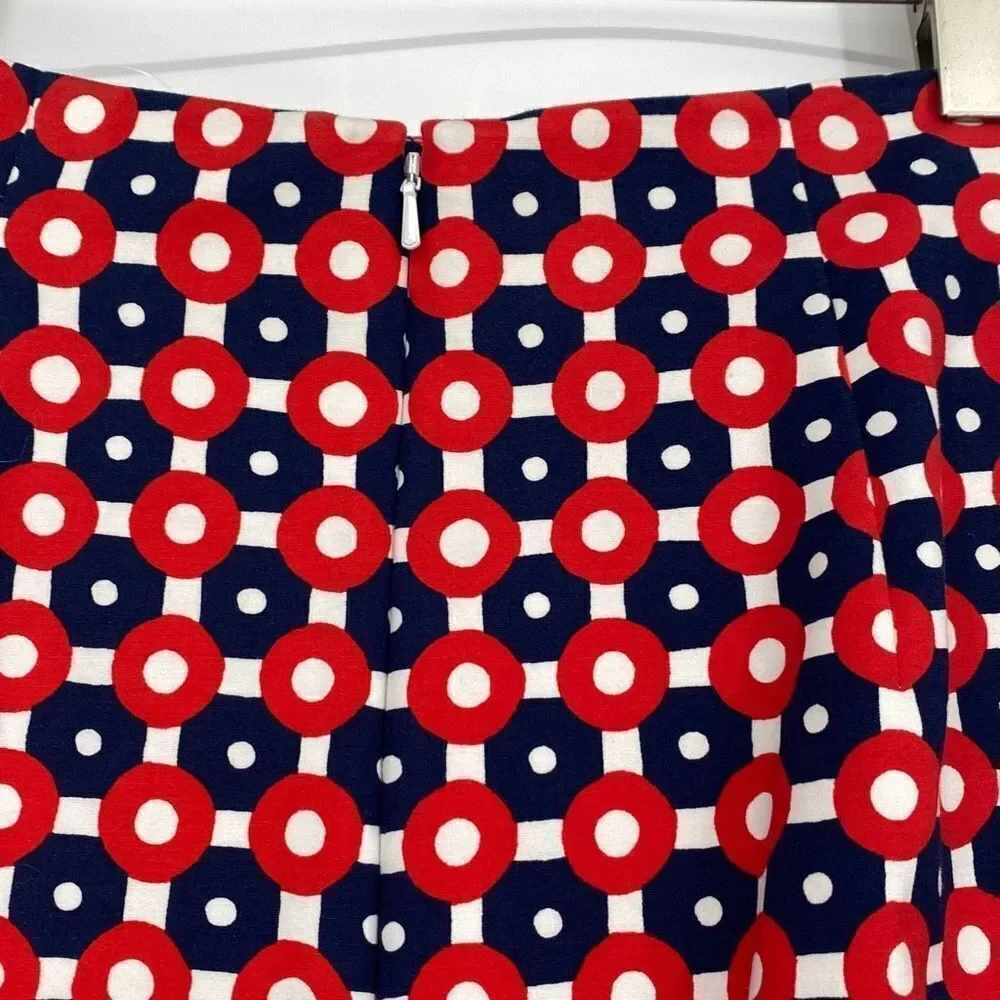 NWOT Boden Richmond MIDI Pencil Skirt Cotton Printed Navy Red White‎ Size 4 Long